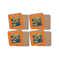 Thumbnail for The Morning Mail Run - Designed Coasters design on orange 4-pieces-set