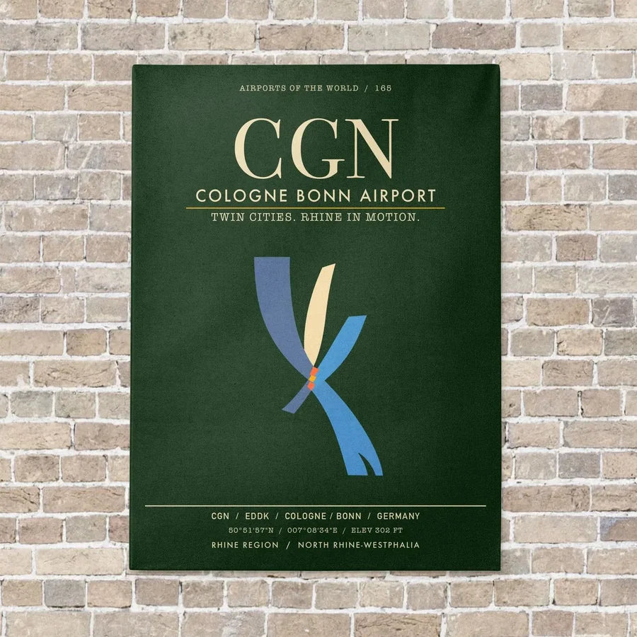 Cologne Bonn Airport CGN - Canvas Framed - Dark Green