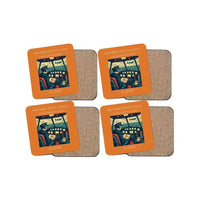 Thumbnail for The Ferry Pilot's Ocean - Designed Coasters design on orange 4-pieces-set