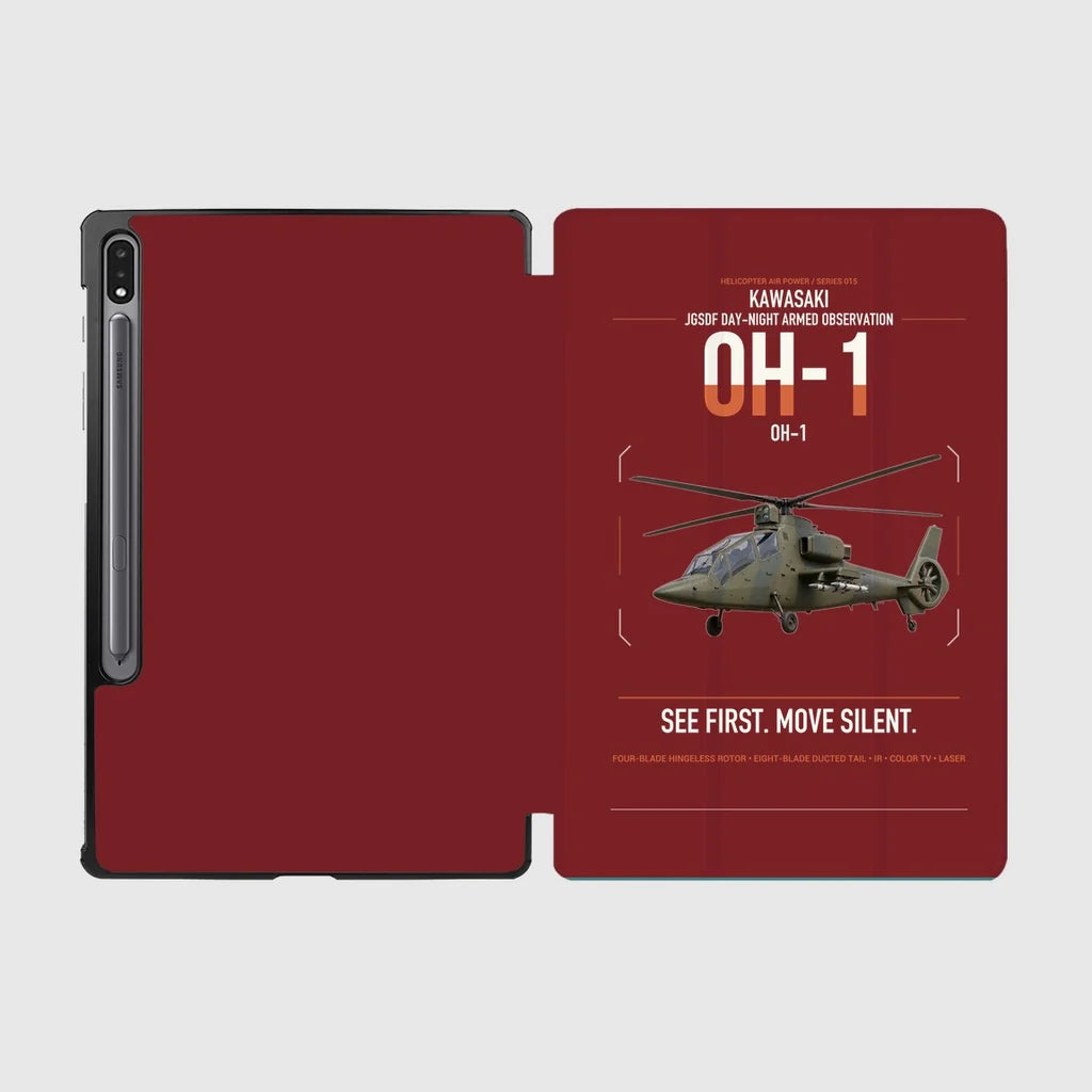 Kawasaki OH-1 design on dark red samsung tablet tablet case