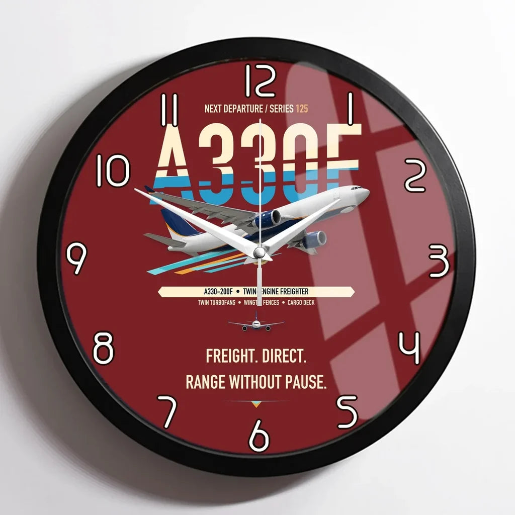 Airbus A330-200F design on dark red framed wall clock