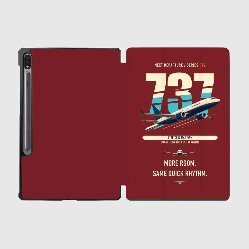 Boeing 737 MAX 9 design on dark red samsung tablet tablet case