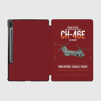Thumbnail for Boeing Vertol CH-46E Sea Knight design on dark red samsung tablet tablet case