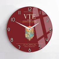 Thumbnail for Wattay International Airport Vientiane VTE Wall-Clock No-Frame - Dark Red