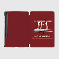 Thumbnail for FJ-1 Fury First Fury Straight Wing design on dark red samsung tablet tablet case