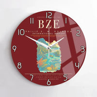 Thumbnail for Philip S. W. Goldson International Airport BZE Wall-Clock No-Frame - Dark Red