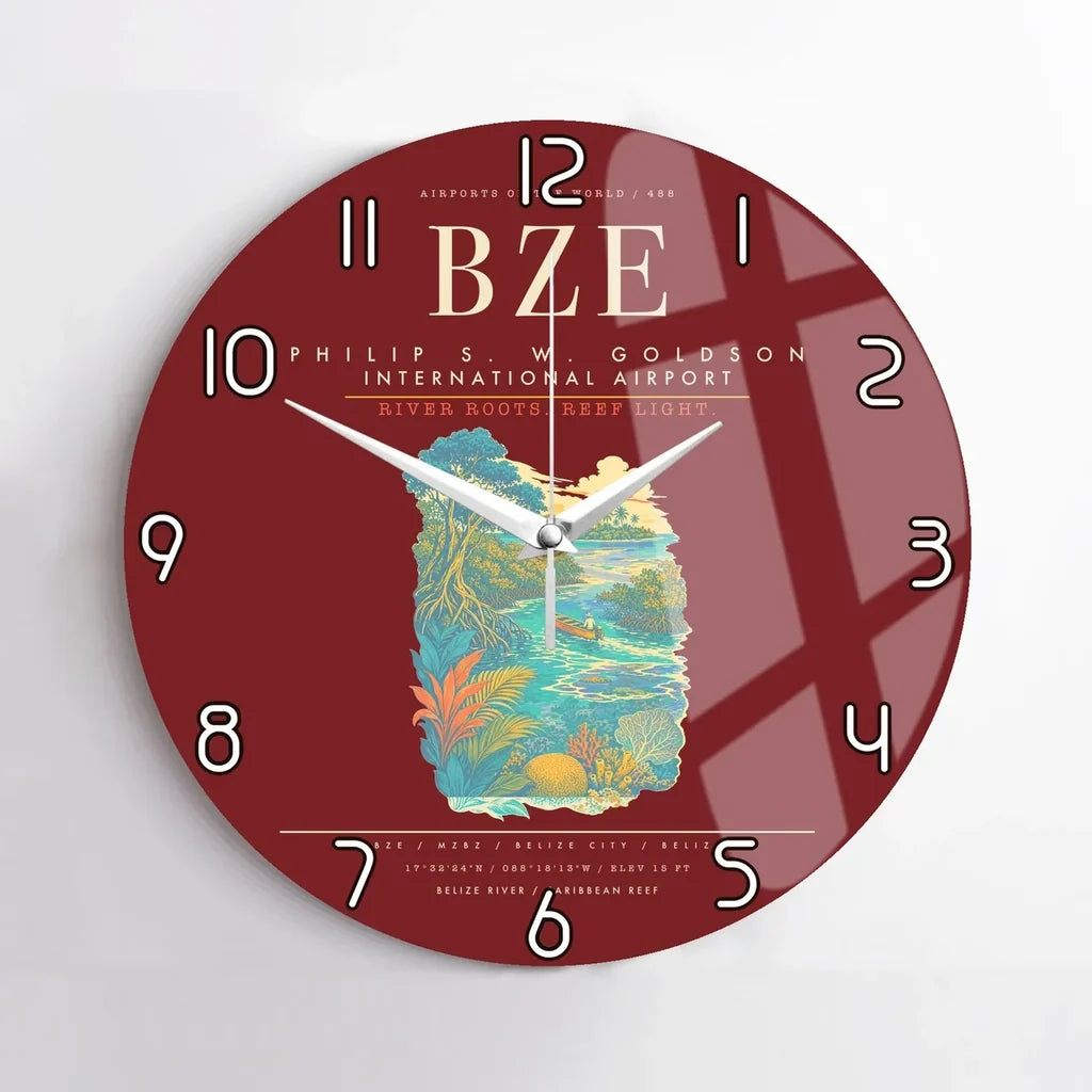Philip S. W. Goldson International Airport BZE Wall-Clock No-Frame - Dark Red