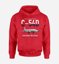 Thumbnail for C-54D Skymaster design on red double-side hoodie, single-side print