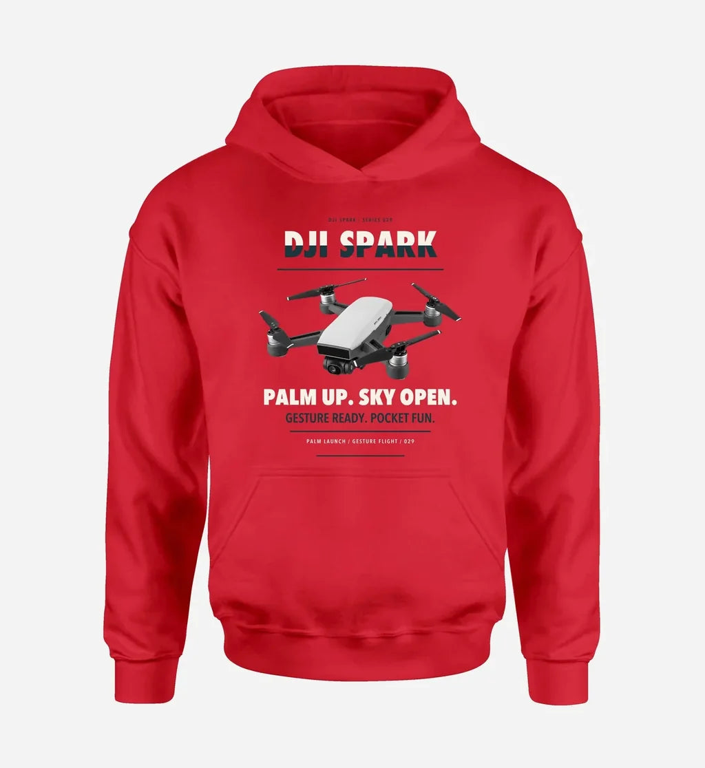 DJI Spark design on red hoodie single side