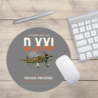Thumbnail for Fokker D.XXI — Dutch LVA aircraft 221 design on gray round mouse pad