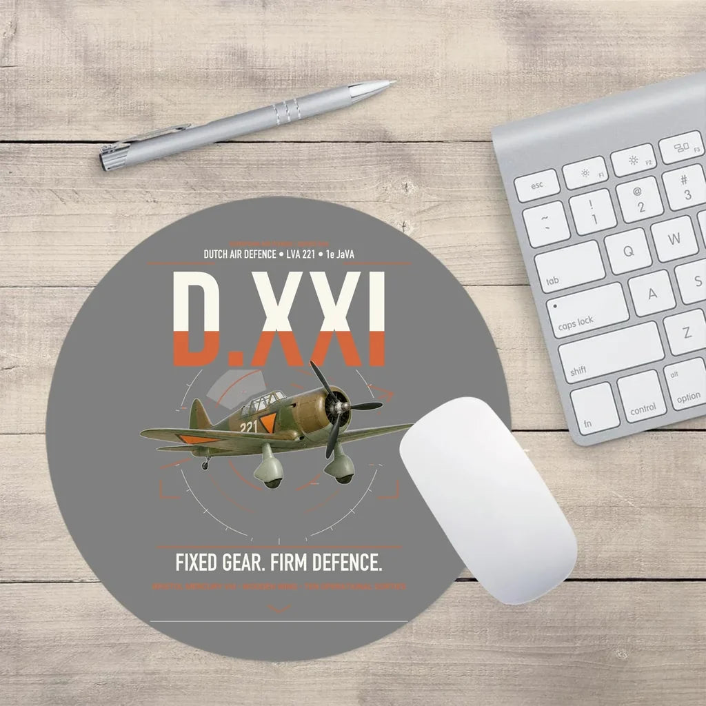 Fokker D.XXI — Dutch LVA aircraft 221 design on gray round mouse pad