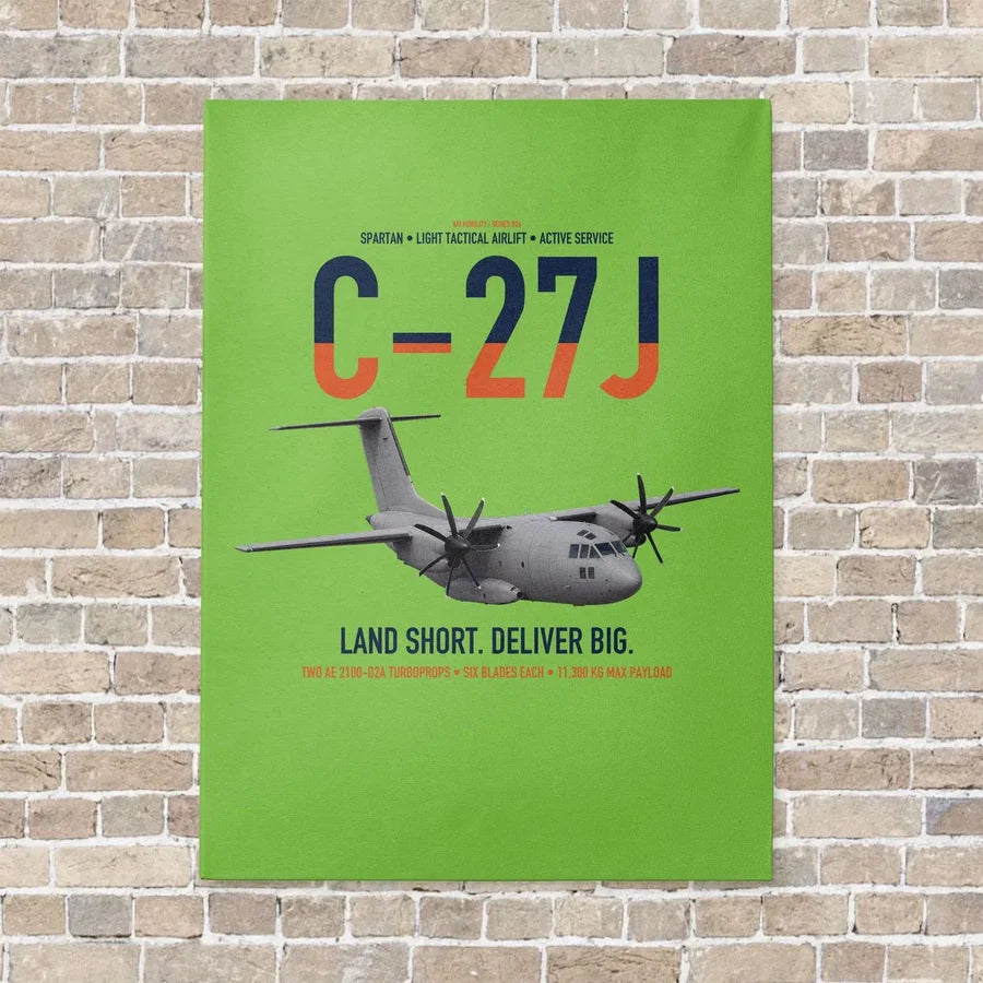 C-27J Spartan vertical canvas print - no frame - light green background