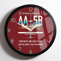 Thumbnail for Grumman American AA-5B Tiger design on dark red framed wall clock