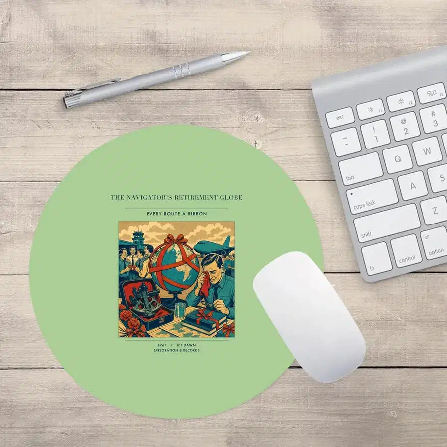 VINTAGE G4435 - The Navigator's Retirement Globe - Designed Mouse Pads design on lightgreen round