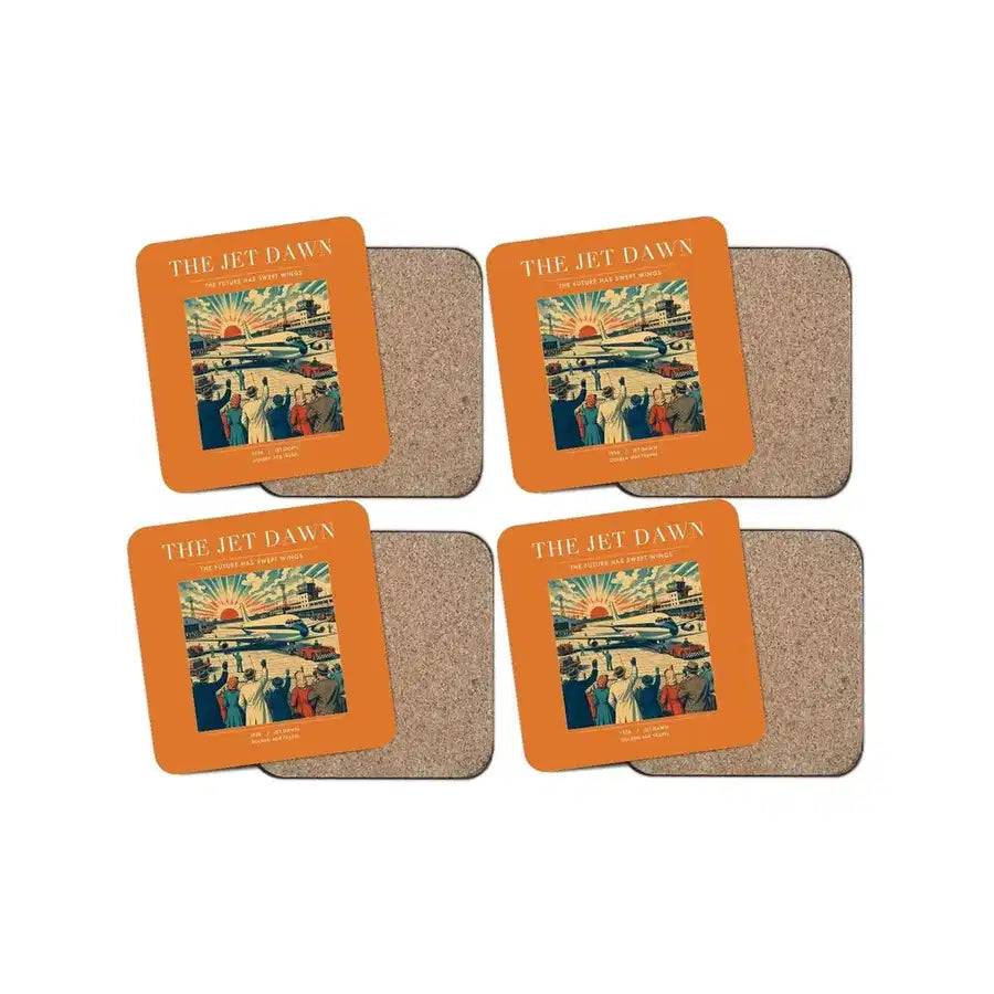 The Jet Dawn - Designed Coasters design on orange 4-pieces-set