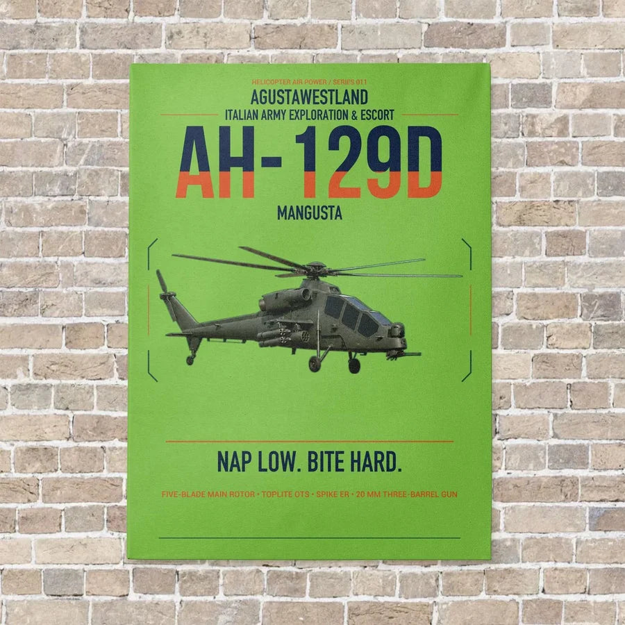 AgustaWestland AH-129D Mangusta vertical canvas print - no frame - light green background