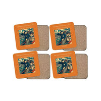 Thumbnail for The First Passenger Ticket - Designed Coasters design on orange 4-pieces-set