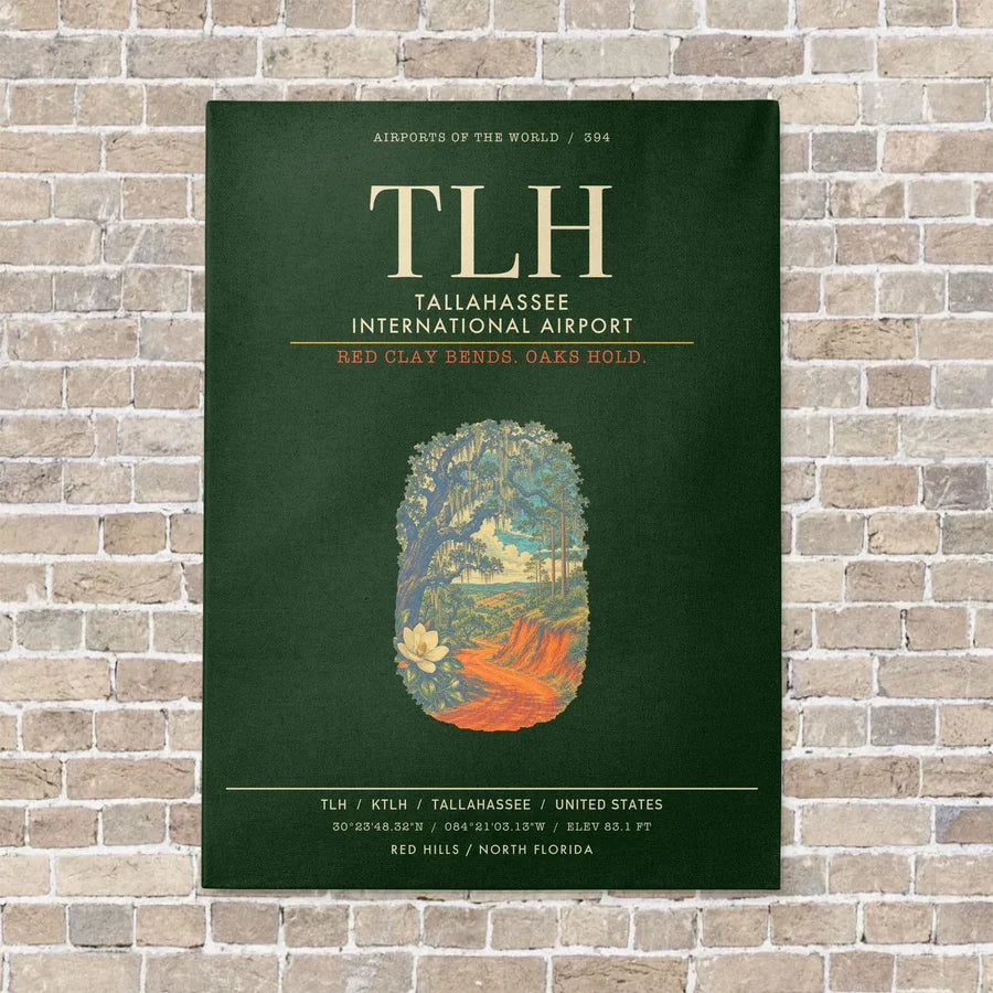 Tallahassee International Airport TLH - Canvas Framed - Dark Green