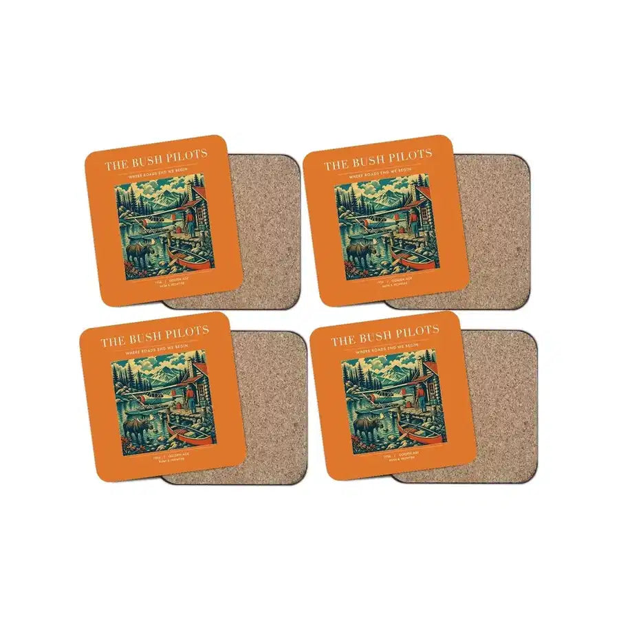 The Bush Pilots - Designed Coasters design on orange 4-pieces-set