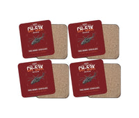 Thumbnail for Sikorsky CH-53K King Stallion design on dark red 4 pieces set coaster
