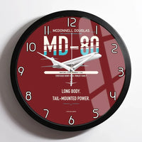 Thumbnail for McDonnell Douglas MD-80 design on dark red framed wall clock
