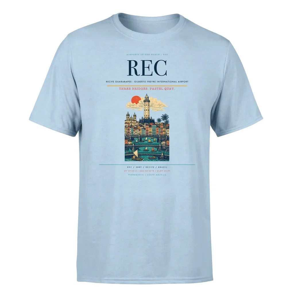 Recife Guararapes (REC) T-Shirt single-side front print in Light Blue | recife-guararapes-rec-double-side-t-shirt