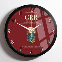 Thumbnail for Gerald R. Ford International Airport Grand Rapids (GRR) design on dark red framed wall clock