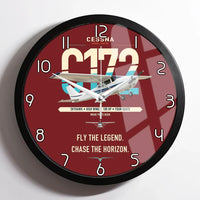 Thumbnail for Cessna 172 Skyhawk design on dark red framed wall clock