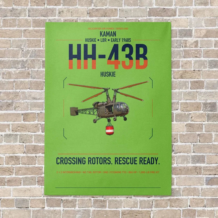 Kaman HH-43B Huskie vertical canvas print - no frame - light green background