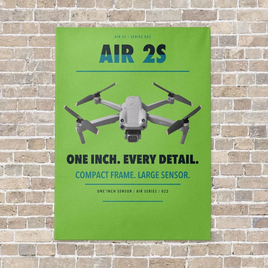 DJI Air 2S vertical canvas print - no frame - light green background