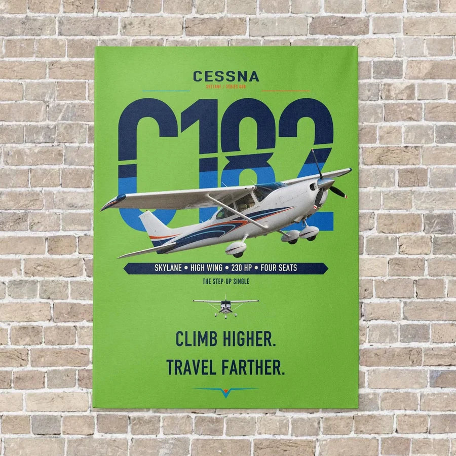 Cessna 182 Skylane vertical canvas print - no frame - light green background