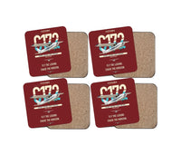Thumbnail for Cessna 172 Skyhawk design on dark red 4 pieces set coaster