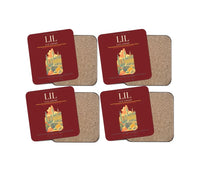 Thumbnail for Lille Airport (LIL) design on dark red 4 pieces set coaster