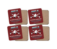 Thumbnail for Parrot ANAFI Ai design on dark red 4 pieces set coaster