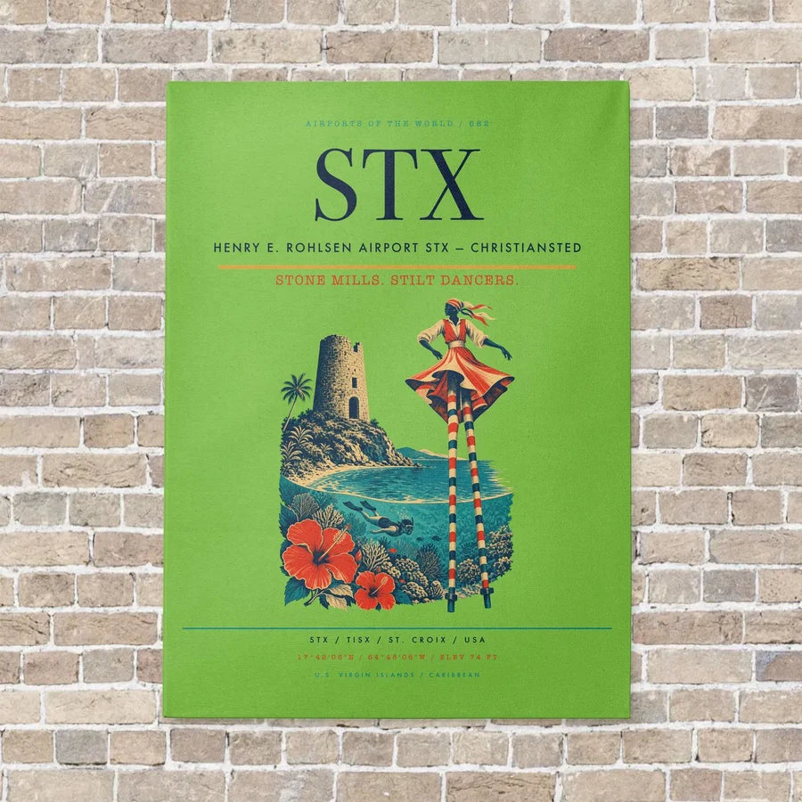 Henry E. Rohlsen Airport STX — Christiansted vertical canvas print - no frame - light green background