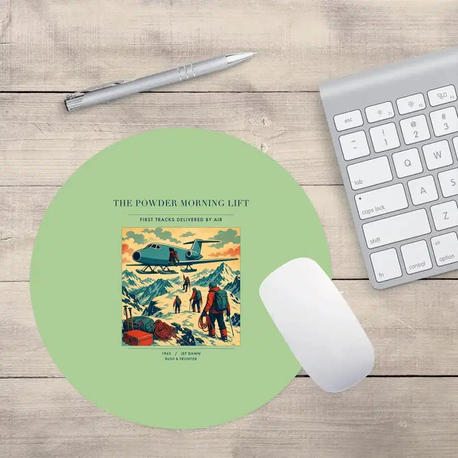 VINTAGE G4287 - The Powder Morning Lift - Designed Mouse Pads design on lightgreen round