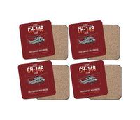 Thumbnail for Sikorsky CH-148 Cyclone design on dark red 4 pieces set coaster