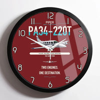 Thumbnail for Piper PA-34-220T Seneca V design on dark red framed wall clock