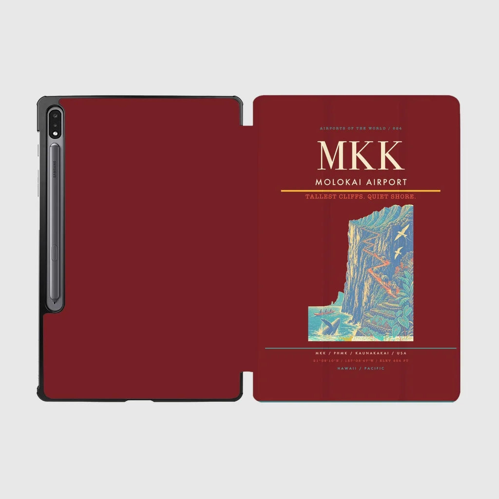 Molokai Airport (MKK) design on dark red samsung tablet tablet case