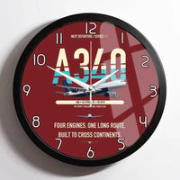 Thumbnail for Airbus A340-200 design on dark red framed wall clock