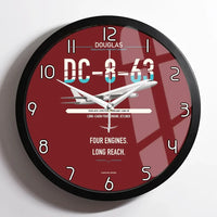 Thumbnail for Douglas DC-8-63 design on dark red framed wall clock