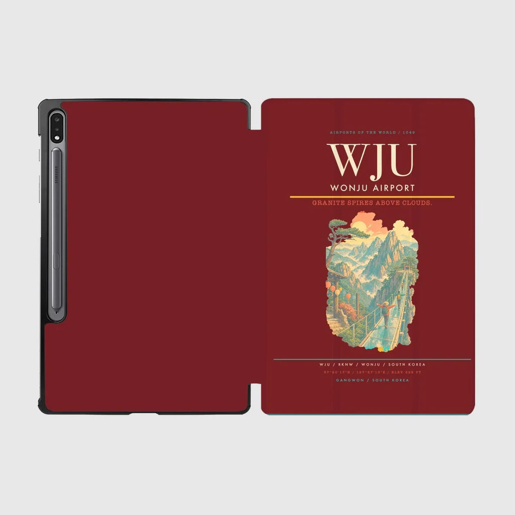 Wonju Airport (WJU) design on dark red samsung tablet tablet case