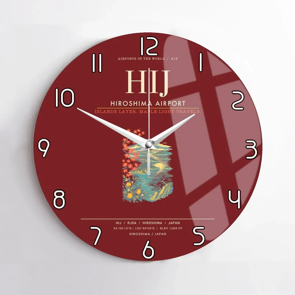 Hiroshima Airport HIJ Wall-Clock No-Frame - Dark Red