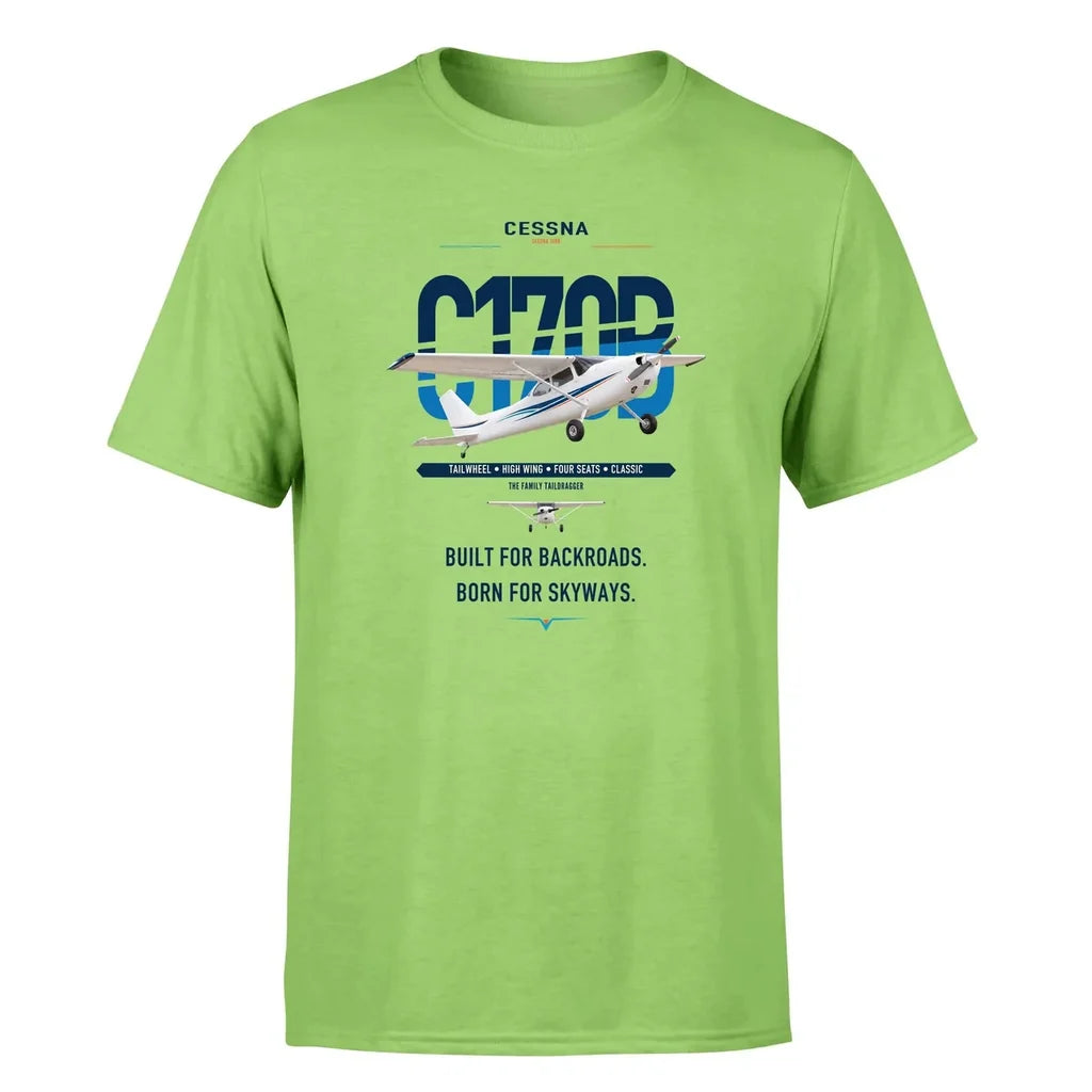 Cessna 170B design on light green t-shirt, single-side print