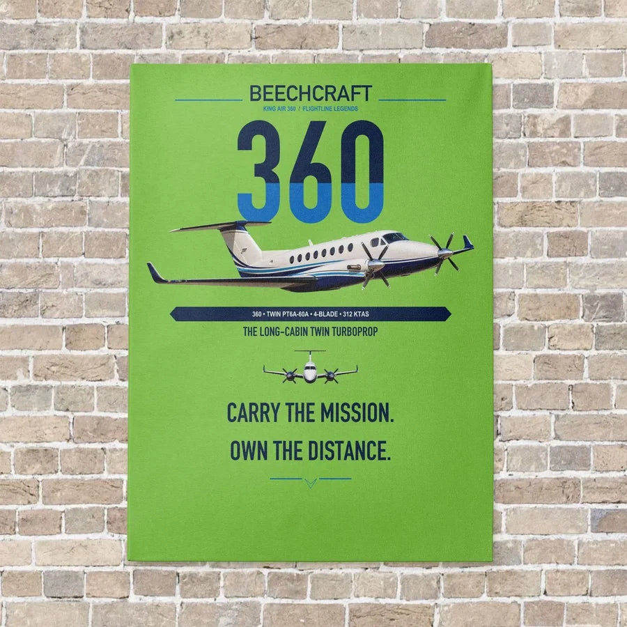 Beechcraft King Air 360 vertical canvas print - no frame - light green background