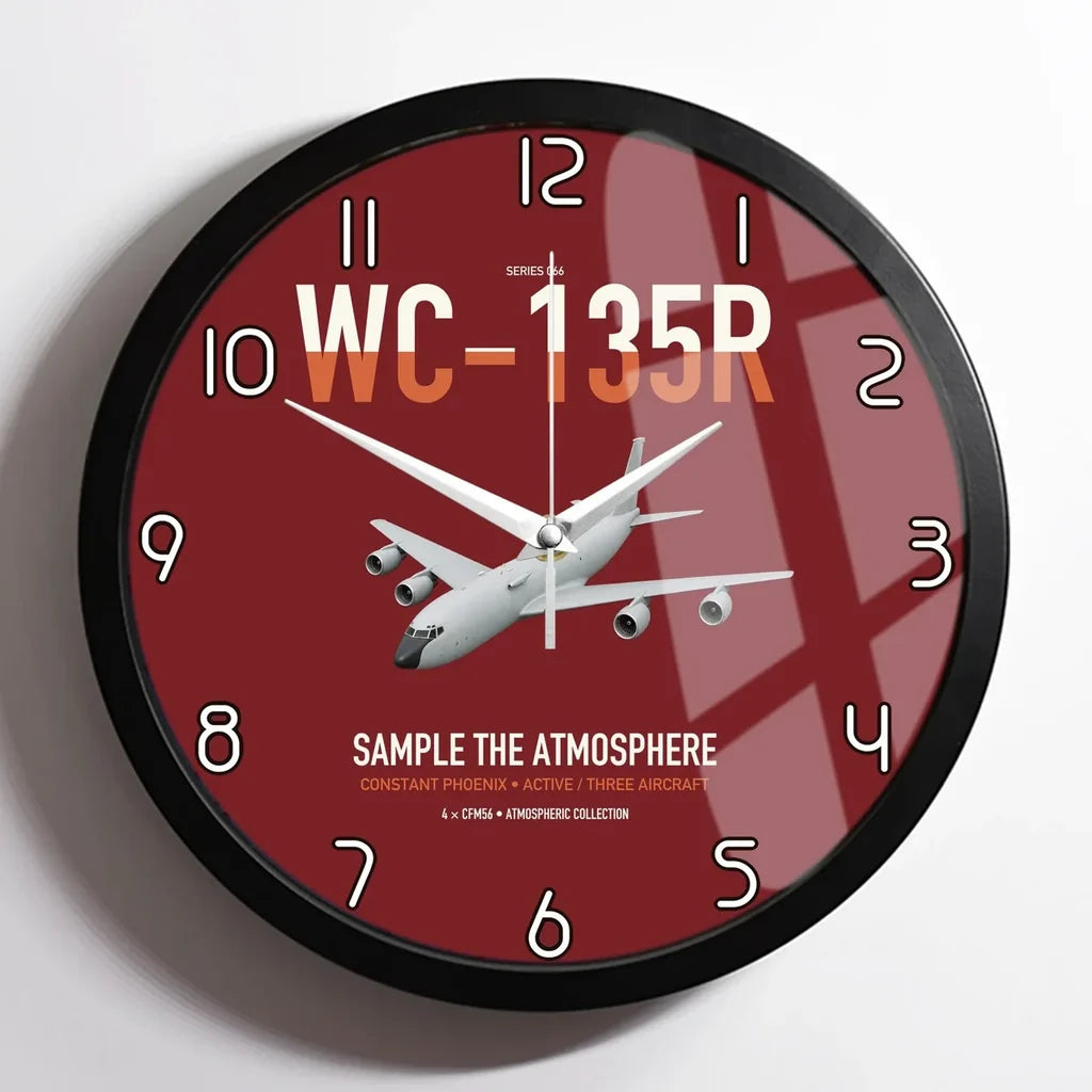 WC-135R Constant Phoenix design on dark red framed wall clock