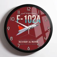 Thumbnail for F-102A Delta Dagger design on dark red framed wall clock