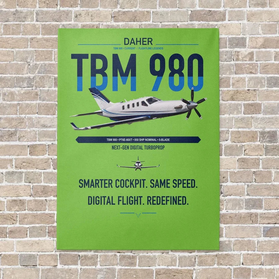 Daher TBM 980 vertical canvas print - no frame - light green background