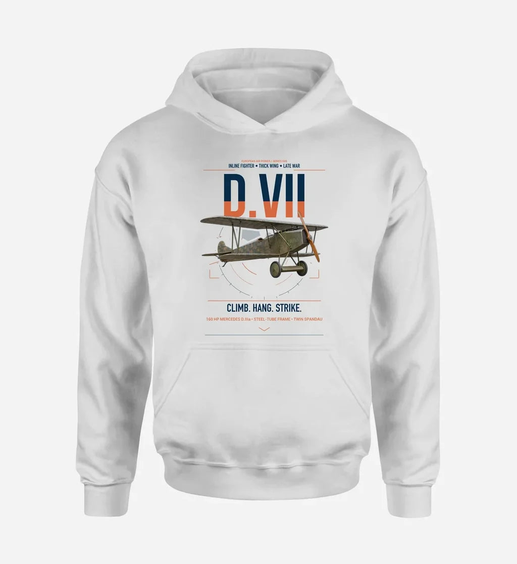 Fokker D.VII design on white double-side hoodie, single-side print