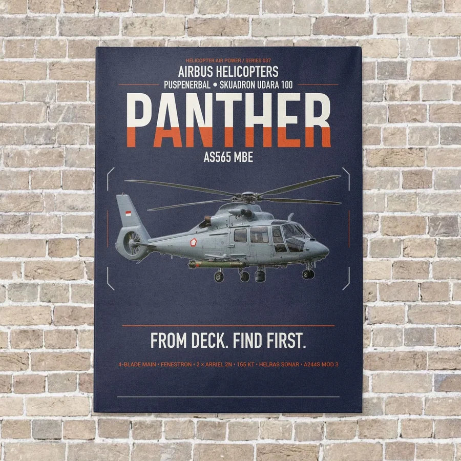 Airbus Helicopters AS565 MBe Panther vertical canvas print - no frame - navy blue background